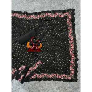 Sari de diseñador con lentejuelas y trabajo de bordado múltiple para vestidos de fiesta - Product Image 3