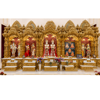 Grand Temple Hindou Doré pour la Sanstha Swaminarayan, Grand Temple Hindou en Bois pour la Communauté Américaine, Salle de Prière, Vente à l'Exportation