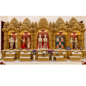 Grand Golden Hindu Temple for Swaminarayan Sanstha <b>Mandir</b> Large Wooden Hindu Temple for USA Community Prayer Hall Exporter Sale - Product Image 1