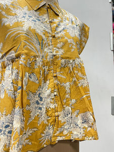 Débardeur court à manches bouffantes en coton doux imprimé floral, style bohème, écologique et respirant, col en V, pour femme, idéal pour l'été - Product Image 4