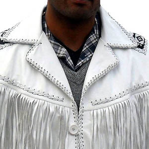 Handmade Genuine <b>Leather</b> Motorcycle <b>Jacket</b> Vintage Western Cowboy Style Breathable Turn-down Collar Zipper Closure - Product Image 3