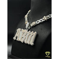 Pendentif personnalisé en argent sterling 925 plaqué rhodium avec lettres ABM serties de moissanite VVS, bijoux pour homme, cadeau par Trisha Jewels