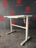 Bureau d'ordinateur Lumetal à hauteur réglable avec surface en verre et panneau de commande, blanc, poste de travail moderne pour bureau, structure en métal