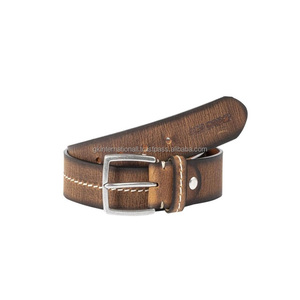 Nuevo Cinturón Casual de Cuero Genuino Hecho a Mano en Negro, Marrón y Bronceado para Hombre con Hebilla de Latón Plateado Mate, Todas las Tallas - Product Image 6