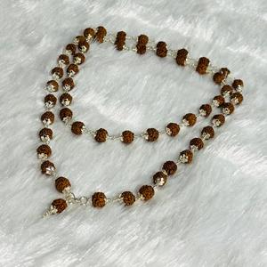 Collar de Rudraksha Natural con Baño de Plata, Joyería Religiosa para Meditación y Oración, para Hombres y Mujeres, con Tapa Plateada - Product Image 3