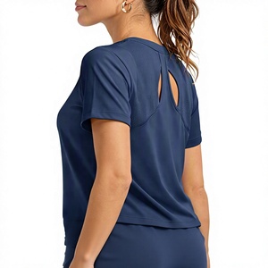 Hauts de sport légers pour femmes, col rond, coupe ajustée, respirants, manches courtes, extensibles dans quatre directions, pour le yoga et la gym - Product Image 6