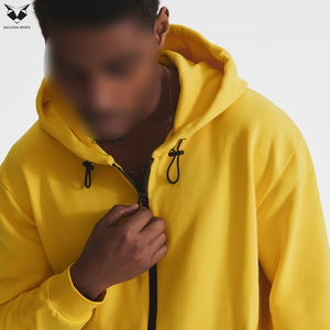 Ensemble de vêtements de sport pour hommes en 2 pièces, couleur jaune, sweat à capuche à demi-zip avec short noir, produit de qualité supérieure, best-seller - Product Image 4