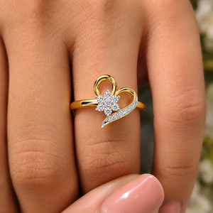 Anillo de Diamantes en Forma de Corazón, Oro Amarillo de 14K, Diamante Redondo Cultivado en Laboratorio, Anillo de Promesa o Aniversario para Mujer, Joyería Fina - Product Image 2