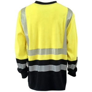 Camiseta Polo de Seguridad de Manga Larga Amarilla y Negra de Alta Visibilidad, Ropa de Trabajo Reflectante, Logotipo Personalizado, Uniforme Industrial - Product Image 4