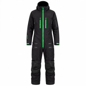 Traje de Nieve Personalizado para Hombre, con Capucha y Cierre de Cremallera, Color Negro y Verde, para Esquí y Snowboard, Impermeable y Aislado - Product Image 1