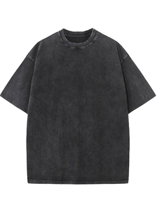 T-shirt rose surdimensionné à manches courtes et col rond pour homme, en jersey tricoté en coton, personnalisé, style vintage, anti-plis, respirant, 240g - Product Image 3