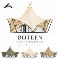 BOTEEN Factory Direct Glamping Tent 750G Trekvlakmembraan 6x6x6.1M Gegalvaniseerde Staalbuis Piramide Luxe Safari Villa Tent Huis
