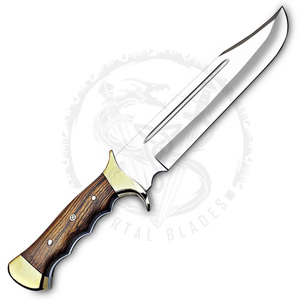 Cuchillo Bowie de Acero Inoxidable de Grado Industrial Hecho a Mano con Mango de Madera de Palisandro, Guarda de Latón y Funda de Cuero Fino, Personalización OEM/ODM/OBM - Product Image 4