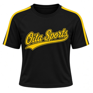 Maillot de cheerleading personnalisé noir et jaune à manches courtes – Tenue de sport athlétique pour l'entraînement et la performance - Product Image 1