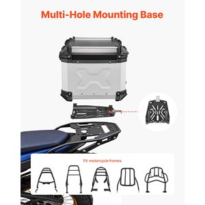 Top Case Moto 80L Universel en Aluminium Rigide Étanche avec Verrou de Sécurité Amovible - Product Image 5