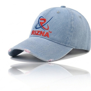 Gorra de Béisbol RIZNA de Mezclilla Twill, 6 Paneles, Ajustable, Unisex, Estilo Casual Vintage, Lavada, con Logotipo Bordado en 3D en el Panel Frontal, Azul, Algodón, Metal - Product Image 5