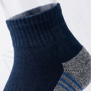 Crew <b>Socks</b> Solid Navy Blue Cotton Polyester Spandex Breathable Knitted For Daily Life Casual Wear Autumn Season Adult Size - Product Image 4