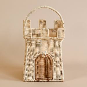 Castle Shape Kids Cute <b>Bag</b> for Boys and Girls Hand Weaving Rattan Storage <b>Basket</b> <b>Bags</b> Best Selling Children Gifts - Product Image 2