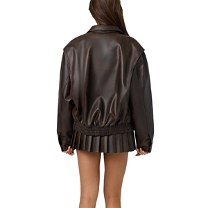 Chaqueta de Cuero Auténtico Estilo Motero para Mujer, Corte Clásico Ajustado, Cierre de Cremallera, Logotipo Bordado Personalizado, Precio de Fábrica, Venta al Por Mayor - Product Image 6