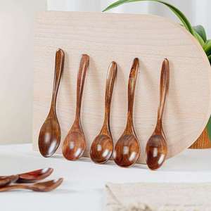 Wooden Serving Spoon Long Handle Eco Friendly Durable Natural Finish Kitchen Dining Utensil - Product Image 1