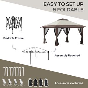Tenda a baldacchino pop-up moderna beige impermeabile 13x13 piedi con struttura in acciaio e pali in alluminio - Product Image 5