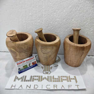 High quality Wooden Mortar And Pestle <b>Set</b> Round Shape Natural Wood Spice Grinder Durable Herb & Garlic Crusher for <b>Kitchen</b> Use - Product Image 6