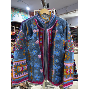 Handmade Suzani Floral Embroidered <b>Jacket</b> <b>Women</b> Boho Ethnic Open Front Traditional Embellished Designer Outerwear <b>Jacket</b> - Product Image 1