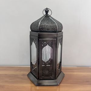 การออกแบบโดยช่างฝีมือโคมไฟทำด้วยมือการตกแต่งด้วยเหล็กและกระจกแกะสลักแบบโบราณ8.75x9.75X17สำหรับตกแต่งบ้านทุกโอกาส - Product Image 4