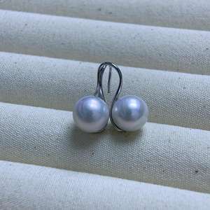 Boucles d'oreilles en argent S925 naturel avec perles d'eau douce australiennes de 9 à 10 mm, lumière blanche froide parfaite Edison, talons hauts, crochet d'oreille - Product Image 2