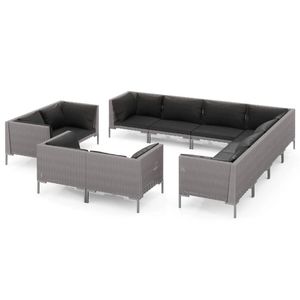 Set Lounge da Giardino in Rattan Grigio Scuro 6 Posti Arredamento da Esterno Design Contemporaneo - Product Image 2