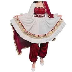 Vestido Tradicional Afgano Pashtun para Pareja, Estilo Vintage, Largo hasta el Suelo, con Patrón Floral, Hecho a Mano, para Bodas Étnicas, Antiestático - Product Image 1