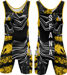 SFANA SPORTS Singlet de lutte pour homme noir imprimé éclairs sans manches, compression, évacuation de l'humidité, ajusté, une pièce - Product Image 6