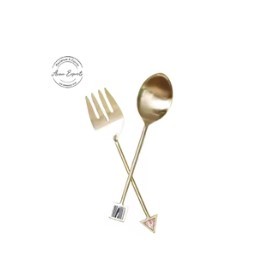 Luxury Agate Handle Salad Server Set Gold <b>Spoon</b> Fork Flatware Elegant Dining Tableware Kitchen Decor Design - Product Image 3