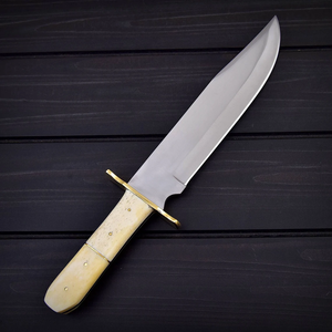 Couteau de chasse Bowie à pointe tombante de qualité industrielle, fait main sur mesure, lame fixe en acier au carbone, étui en cuir, survie en extérieur, USA UE - Product Image 4