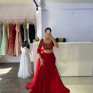 Women <b>Red</b> Embroidered <b>Lehenga</b> Choli Traditional Wedding Outfit From Indian Pakistani Style Bridal Wear - Product Image 1