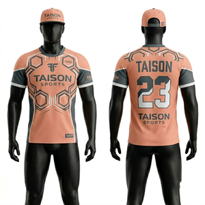 เสื้อฟลอร์บอลชาย โพลีเอสเตอร์ตาข่าย 180 GSM ระบายเหงื่อได้ดี พิมพ์ลายแบบซับลิเมชั่น สีส้ม เบจ ดำ พิมพ์โลโก้แบบซิลิโคนตามสั่ง - Product Image 5