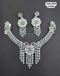 Ping Bling Luxury Crystal Floral <b>Statement</b> <b>Necklace</b> Set with Matching Drop Earrings Bridal Wedding Jewelry Set for Women - Product Image 1