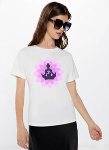 Regular Fit Purple Yoga <b>Tshirt</b> for Women Womens Yoga Day <b>Tshirt</b> <b>White</b> Cotton Meditation T-Shirt - Product Image 4