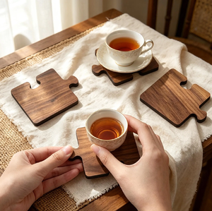 Sous-verres en bois style Wabi-Sabi, tapis antidérapants pour tasses à thé et café, dernières nouveautés en vaisselle - Product Image 1