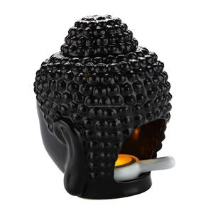 เตาเผาน้ำมันหอมระเหยรูปพระพุทธรูปเซรามิก เครื่องกระจายกลิ่นหอม เครื่องละลายขี้ผึ้งหอม ของตกแต่งพระพุทธรูป สำหรับโยคะ สปา ตกแต่งบ้าน สีดำ - Product Image 2