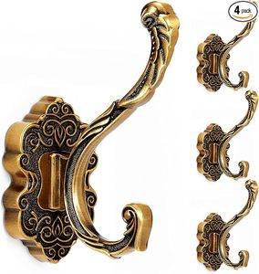 Gancho de Pared de Latón Antiguo, Resistente, de Metal, para Colgar Ropa, con Base Floral Ornamentada, para Decoración del Hogar - Product Image 4