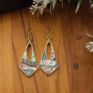 Pendientes Colgantes de Concha de Abulón, Pendientes Colgantes en Forma de Cometa de Latón, Joyería de Madreperla Chapada en Oro - Product Image 1