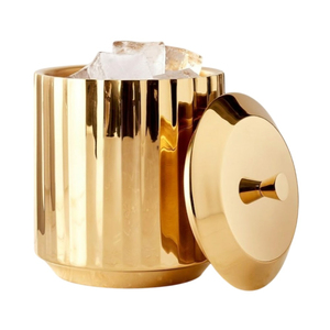 Seau à glace en acier inoxydable martelé à la main de haute qualité avec poignées en anneau, finition argentée moderne, pour vente en gros - Product Image 4