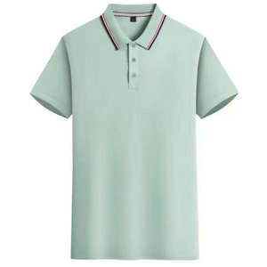 เสื้อโปโลผู้ชายสไตล์มินิมอล ลายกราฟิกด้านข้าง แขนสั้น ลายทางเฉียง ดีไซน์ลำลอง ทรงเข้ารูป ผ้าคอตตอนผสม เสื้อฤดูร้อนสำหรับผู้ชาย - Product Image 1