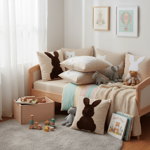 Juego de Fundas de Almohada Decorativas con Siluetas de Animales SOGA de 45 cm, 6 Piezas, Almohadas Decorativas Blancas con Diseño de Conejito y Gato - Product Image 6