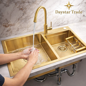 อ่างล้างจานเดี่ยว Daystar Trade Premium Gold 304 สแตนเลสสตีล หนา 3 มม. ดีไซน์ทันสมัย ผลิตด้วยมือ ผิวปัดเงา แบบติดตั้งใต้เคาน์เตอร์ - Product Image 3