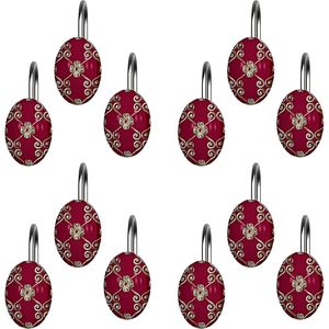 Elegante Set Tenda Doccia 12 Pezzi con Decorazioni Contemporanee Bordeaux, 12 Anelli per Tenda Doccia, Accessorio per la Casa - Product Image 5