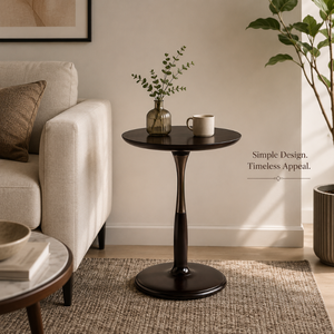 Modern <b>Round</b> Pedestal Side <b>Table</b> with Minimalist Black Finish | Contemporary Accent End <b>Table</b> for Living Room, Bedroom, Sofa - Product Image 4