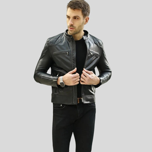 <b>Men</b> Leather <b>Jacket</b> Luxury Fashion Leather Coat Premium Design Zipper <b>Jacket</b> <b>for</b> Winter Outdoor Wear - Product Image 1