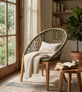 Chaise de salle à manger d'extérieur moderne en corde tressée, fauteuil en bois de teck massif pour jardin, patio, restaurant, hôtel, café - Vente en gros de mobilier - Product Image 6